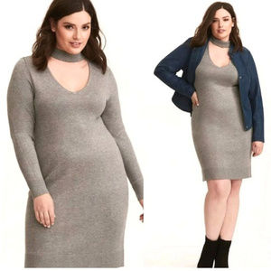 4X 26 New Sexy Torrid Cut Out Grey Sweater Dress